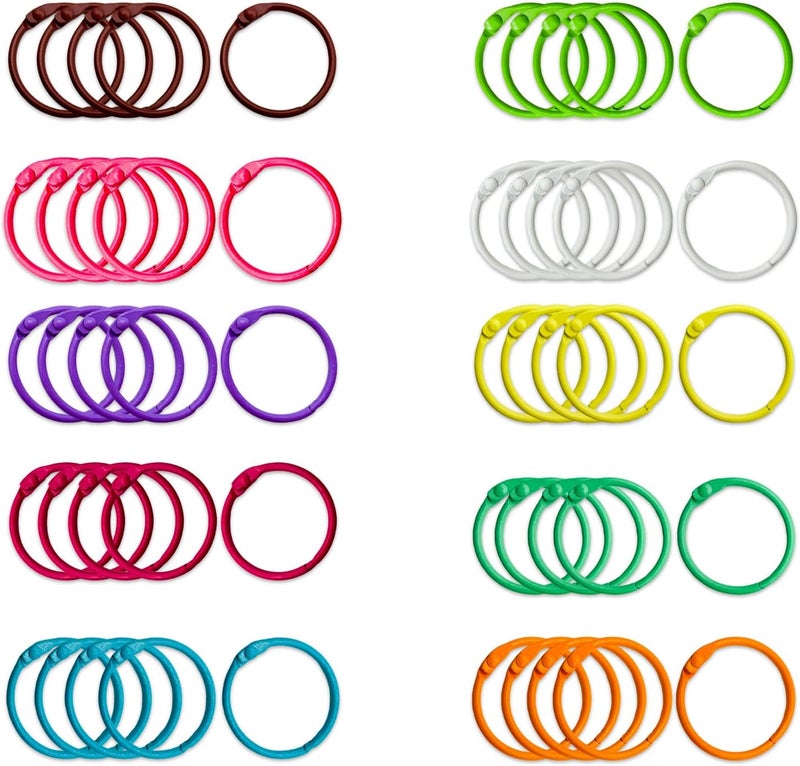 Belolvar 50pcs 1 inch Metallic Binder Rings for Index Cards Flashcards, 10 Colors Small Colorful Metal Steel Book Notebook Paper Rings Keychain Key Rings for School Office Home (50, 1 inch) - Image 3